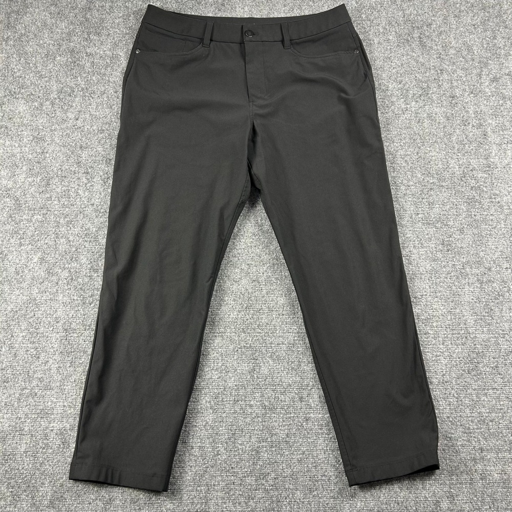 Lululemon ABC Pant Mens 34x26‎ Black Slim Fit Warpstreme Golf Trousers LM5AQHS